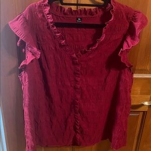 SHEIN Burgundy Ruffle Trim Blouse